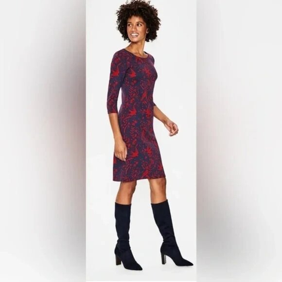 NEW Boden Winifred cotton bld knit Dress Mystical whimsy folk art print  US 6 R - Picture 6 of 16